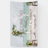 Arbre de mariage de plage Bannière florale de mari (Vertical)