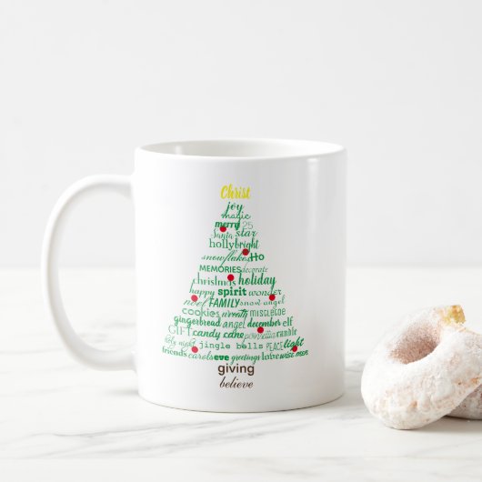 Arbre de mots de Noël - Tasse (Avec donut)