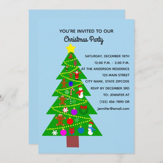 Arbre de Noël #1-2 Carte d'invitation (Devant / Derrière)