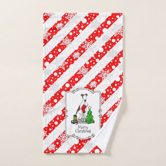 Arbre de Noël 2 Greyhound (blanc broché) Chien Amu (Serviette à main)