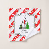 Arbre de Noël 2 Greyhound (blanc broché) Chien Amu (Gant de toilette)