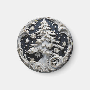 Arbre de Noël à effet 3D Magnet Rond
