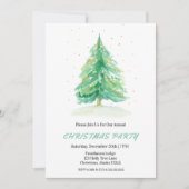 Arbre de Noël à l'aquarelle avec invitation neige (Devant)