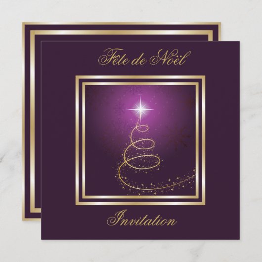 Arbre de Noël Abstrait pourpre invitation (Devant / Derrière)