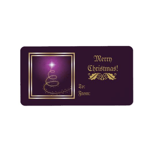 Arbre de Noël Abstrait sur étiquette violet brilla (Devant)
