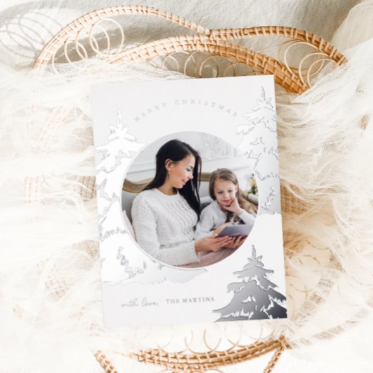 Arbre de Noël argenté élégant Deux vacances photo