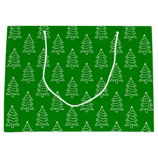 Arbre de Noël Arrière - plan vert Grand sac cadeau (Devant)