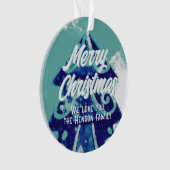 Arbre de Noël Artistique Bleu Joyeux Script (devant)