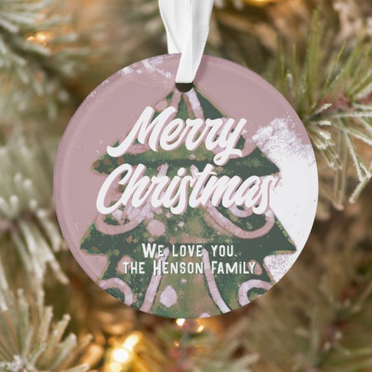 Arbre de Noël Artistique Vert Rose Joyeux Script (Arbre)