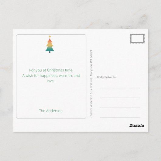 Arbre de Noël au crépuscule Carte de vœux (Dos)