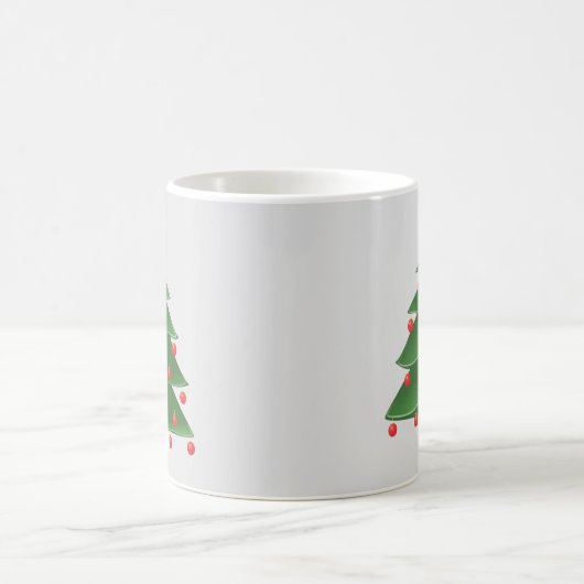 Arbre de Noël aux ampoules rouges Mug blanc classi (Centre)