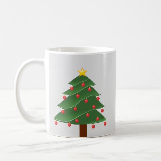 Arbre de Noël aux ampoules rouges Mug blanc classi (Gauche)