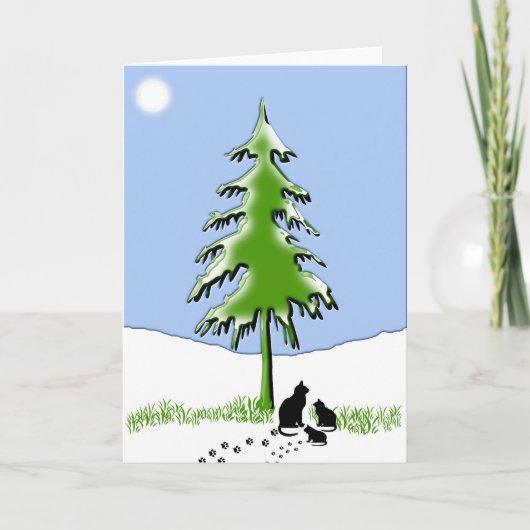 Arbre de Noël avec carte de chats (Devant)
