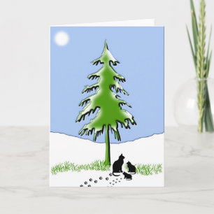 Arbre de Noël avec carte de chats
