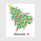 Arbre de Noël avec lumières, ornements Sticker Kis (Feuille)