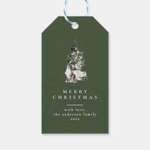 Arbre de Noël avec typographie de chien Étiquettes