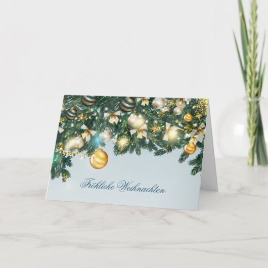 Arbre de Noël, baubles Carte de vacances allemande (Devant)