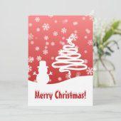 Arbre de Noël blanc et carte plat Snowman (Debout devant)
