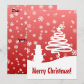 Arbre de Noël blanc et carte plat Snowman (Devant / Derrière)