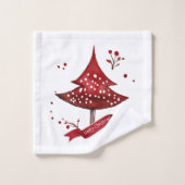 Arbre de Noël blanc rouge Motif #4 ID1009 (Gant de toilette)