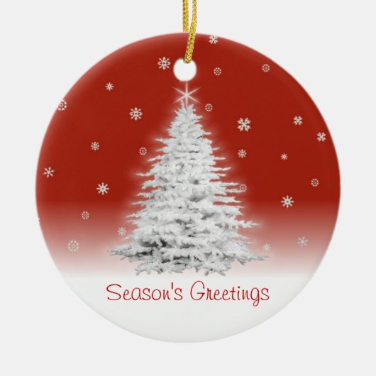 Arbre De Noël Blanc Sur Ornement Rouge (Devant)