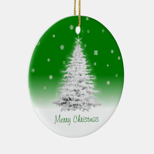 Arbre De Noël Blanc Sur Ornement Vert (Droite)