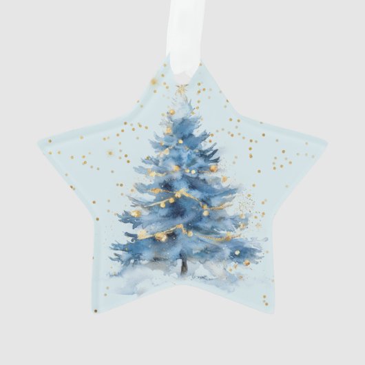 Arbre de Noël bleu Confetti en or (dos)