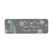 Arbre de Noël bleu et flocons de neige Étiquettes  (Devant)