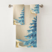 Arbre de Noël Bleu, Rennes d'or, Snowflakes (En situation)