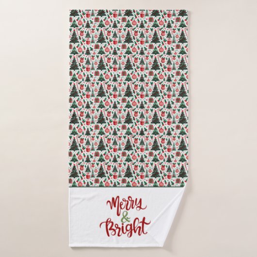 Arbre de Noël, cadeaux, sucre de canne (Serviette de bain)