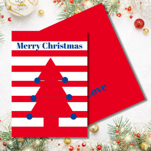 Arbre de Noël Carte de voeux moderne en bande roug