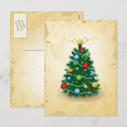 Arbre de Noël, carte postale (Devant / Derrière)