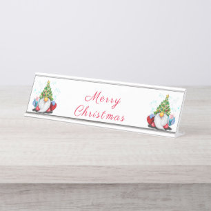 Arbre de Noël Casquette Gnome avec plaque de nom d