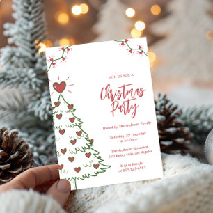 Arbre de Noël Coeur Fantaisie Invitation pour Fête