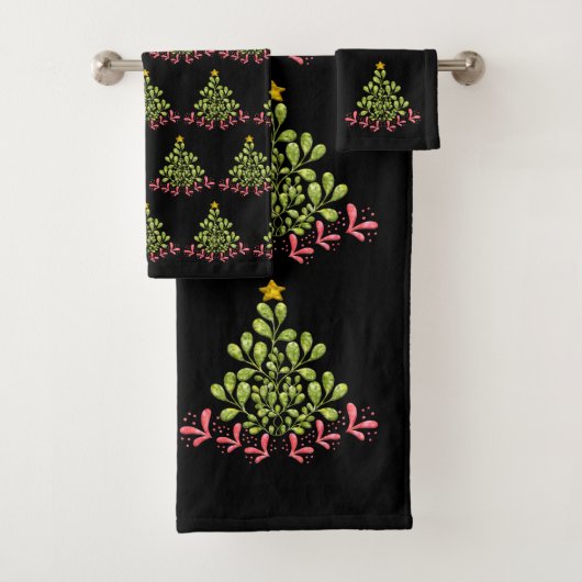 Arbre de Noël couleur aquarelle en noir (En situation)