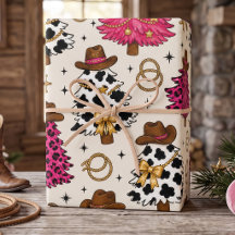 Arbre de Noël Cowgirl Papier d'emballage Western