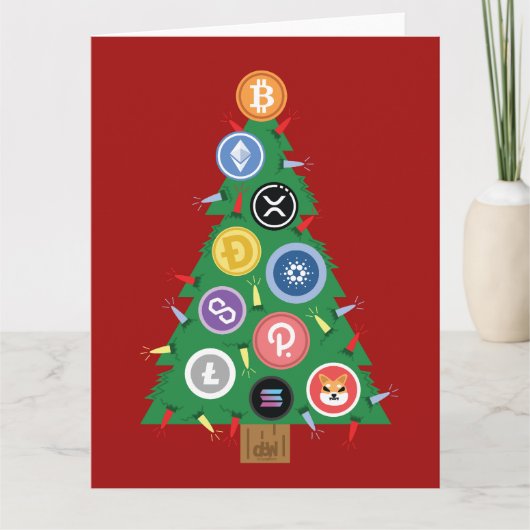 Arbre de Noël Crypto Ornement Carte de Cryptomonna (Devant)
