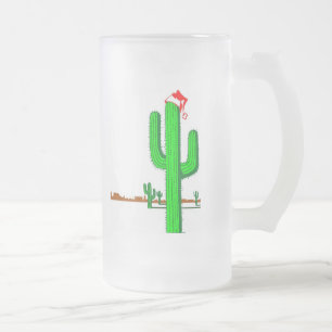 Arbre de Noël de cactus - tasse en verre givré