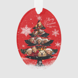 Arbre de Noël de famille photo enneigé joyeux Noël