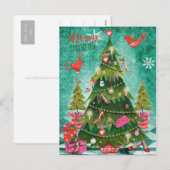 Arbre de Noël de fille | Carte photo de vacances (Devant / Derrière)