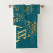 Arbre de Noël de l'or Notes musicales serviette (En situation)