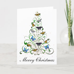 Arbre de Noël des papillons de la carte de Noël
