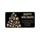 Arbre de Noël d'or Étiquette de adresse (Devant)