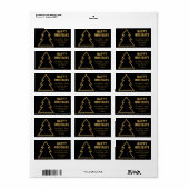 Arbre de Noël d'or Étiquette de adresse (Feuille entière)
