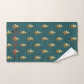 Arbre de Noël doré sur fond vert,Vert (Serviette à main)