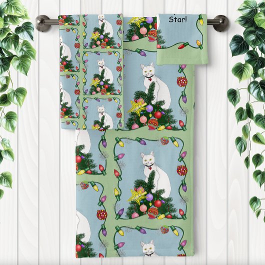 Arbre de Noël drôle et festif Chat blanc drôle Ver
