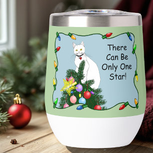 Arbre de Noël drôle et festif Chat blanc drôle Ver