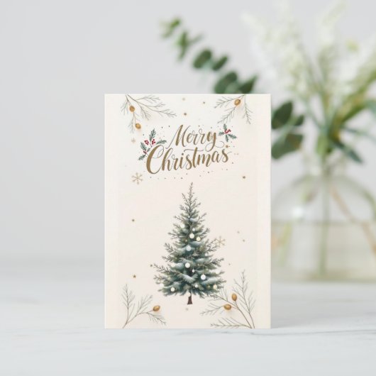 Arbre de Noël élégant & Carte "Joyeux Noël". (Debout devant)