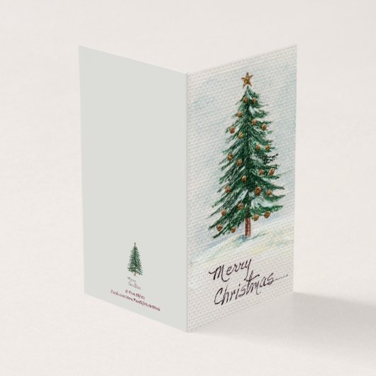 Arbre de Noël en aquarelle de style ancien à Snow  (Outside)