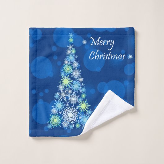 Arbre de Noël en flocons de neige. (Gant de toilette)